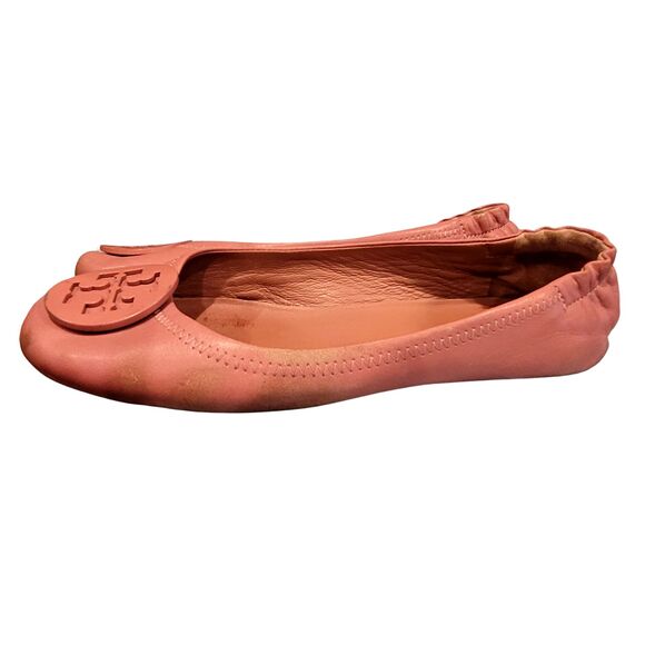 Pink Leather Tory Burch Women's Minnie Ballet Shoe Slip On Moccasin Sz 8 Travel - Picture 3 of 9